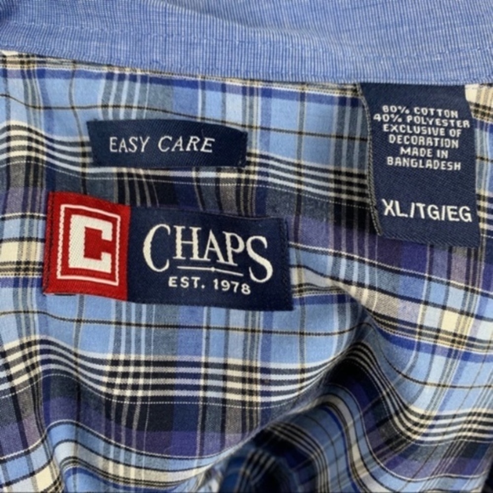 Chaps men's blue long sleeve button down shirt, XL - Picture 4 of 8